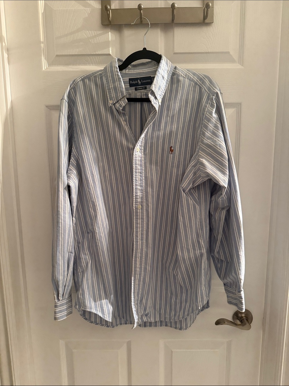 Ralph Lauren Light Blue & White Striped Button-Down Shirt